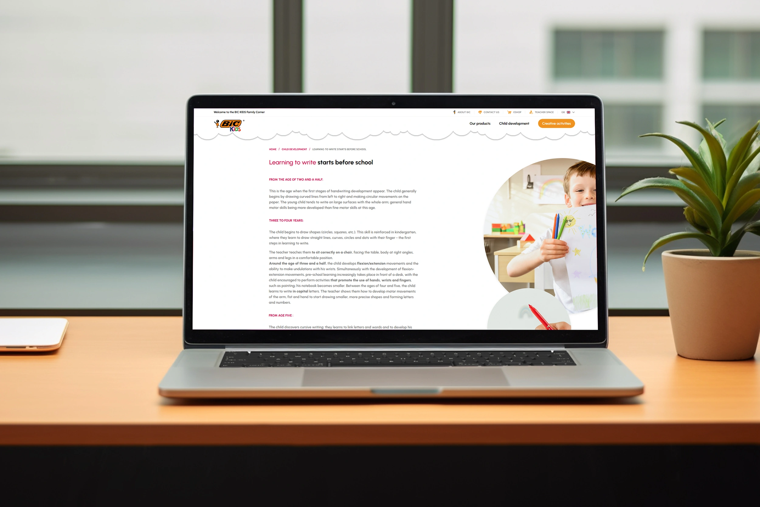 BIC KIDS website — worlds and creative activities